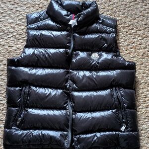 Moncler Shiny Black Puffer Vest with Logo